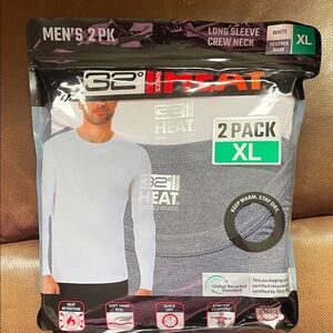 32 Degrees Men's Long Sleeve Crew Neck 2 Pack - White and Heather Navy XL
